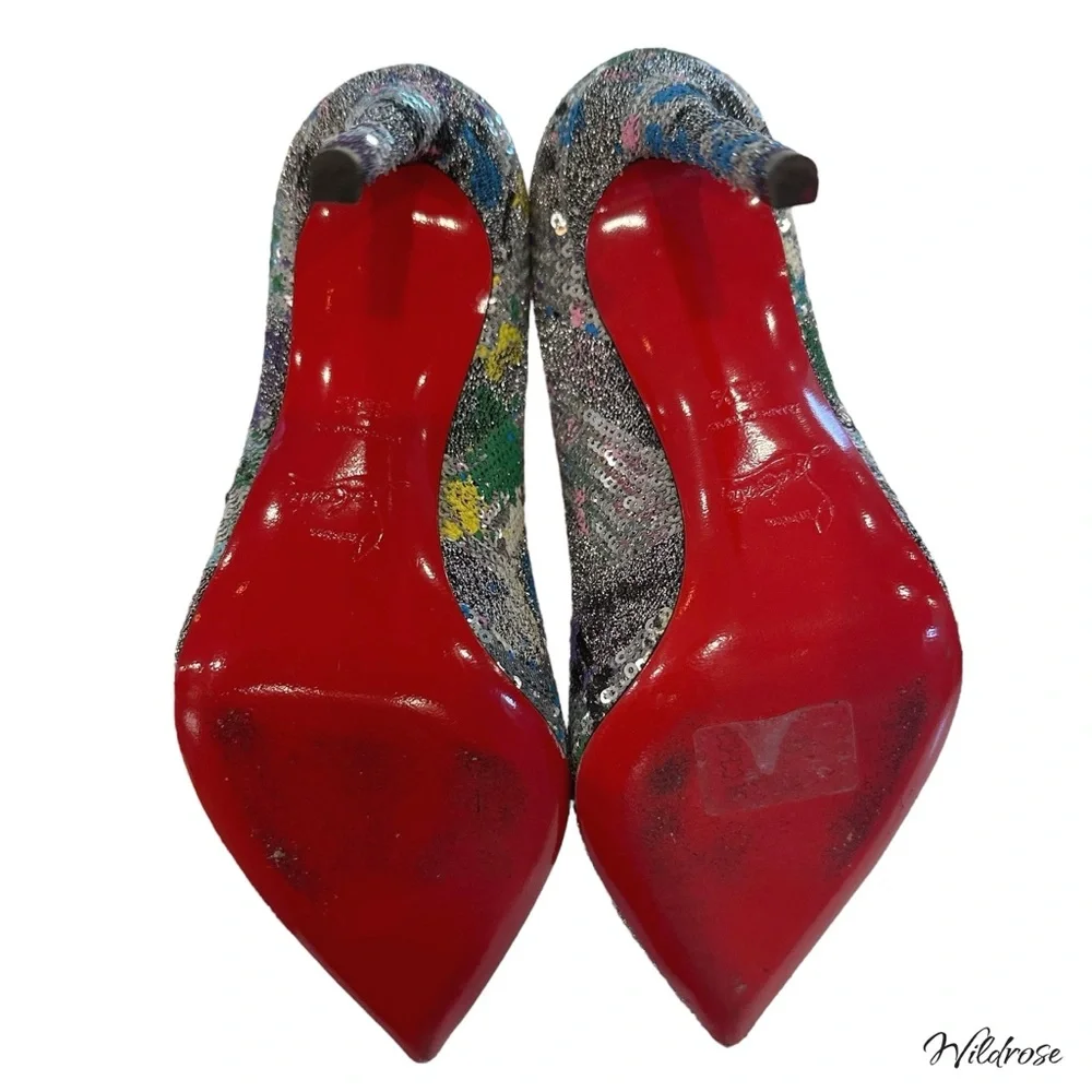💫 Christian Louboutin Sequins Galativi 100 “Version Diva” Heels SZ 35.5 US 5.5 💫 - Picture 11 of 16